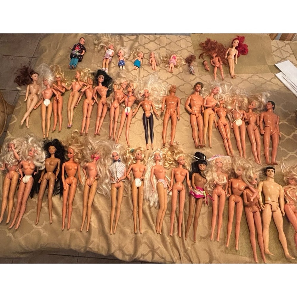 HUGE Lot Barbie Ken Kids Toy VIntage Dolls As Is No Clothing All Nude. Girls